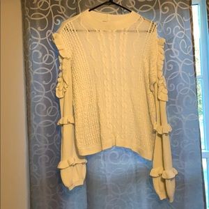 Express white ruffle sweater